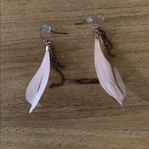 Pink feather earrings